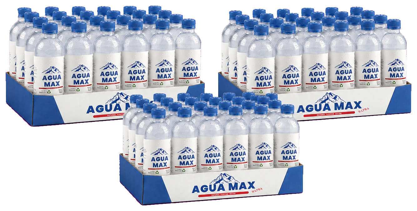 Tres cajas con 72 botellas Agua Max de 500 ml